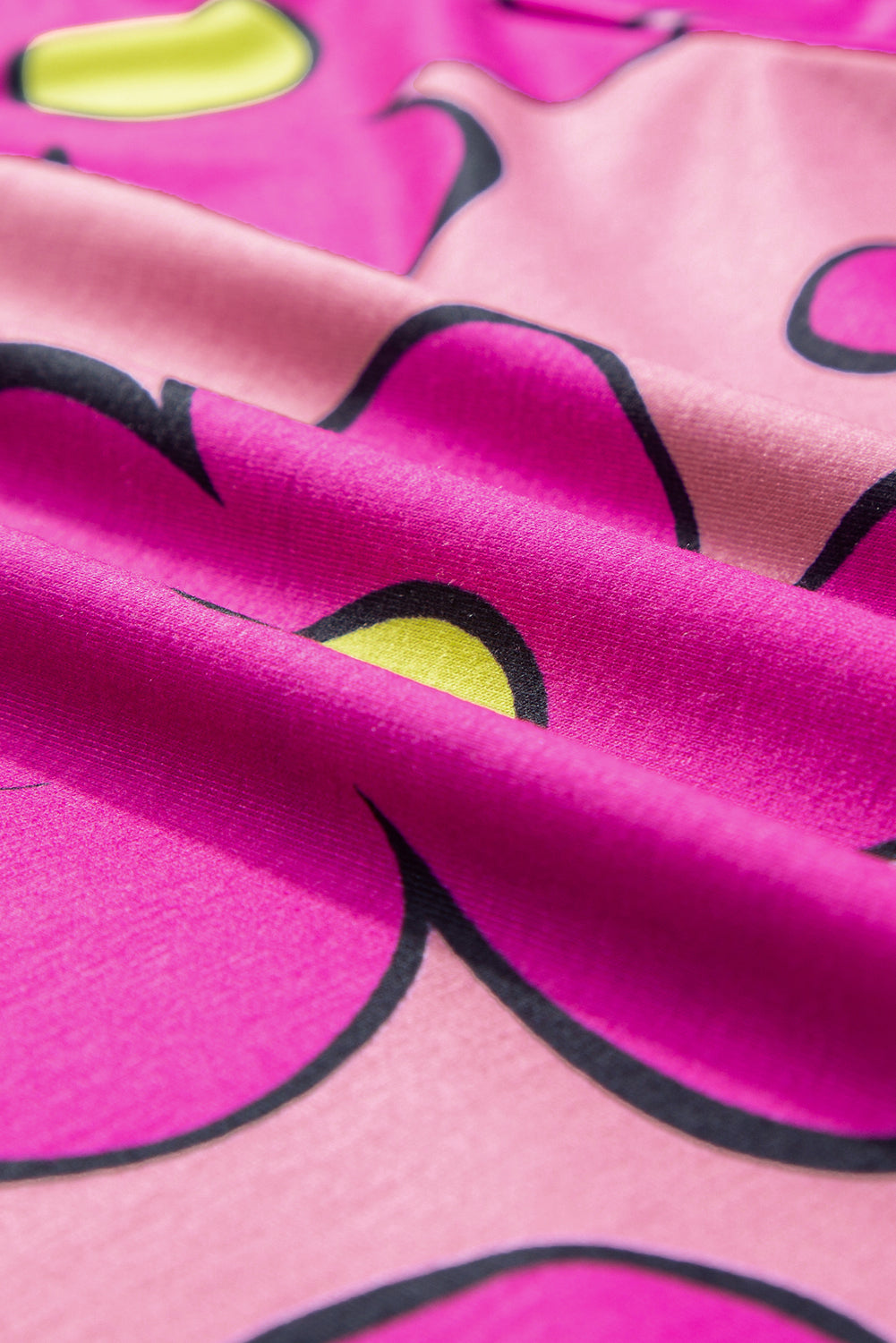 T-shirt à manches courtes et col rond imprimé fleur rose
