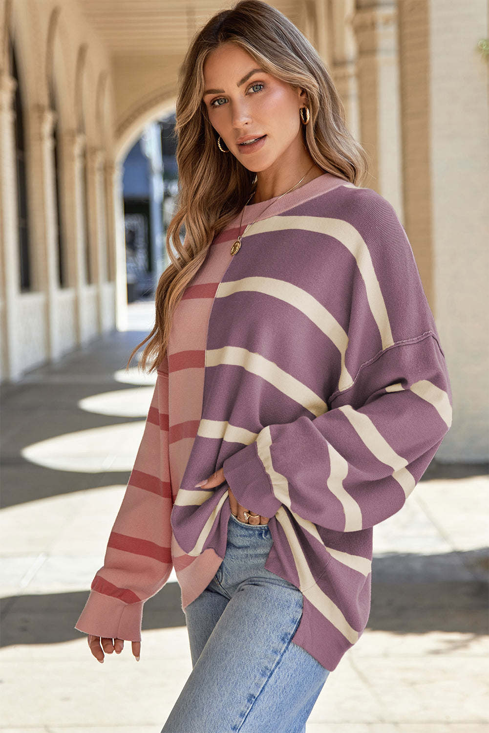 Pull surdimensionné à blocs de couleurs