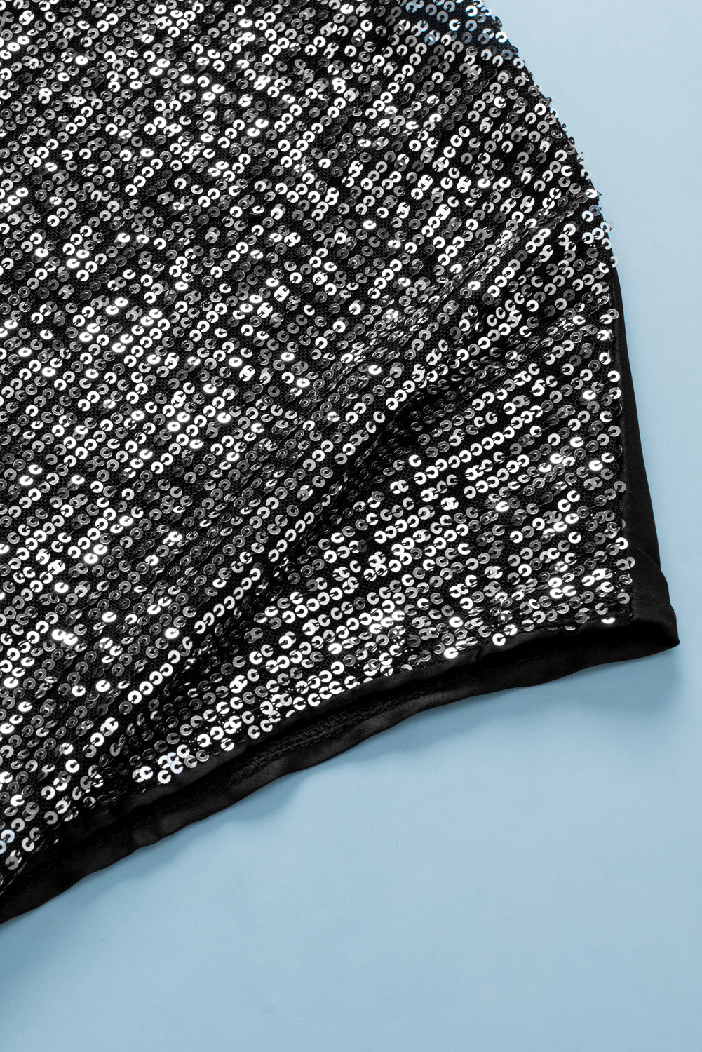 T-shirt Patchwork à Paillettes et Col en V de Grande Taille