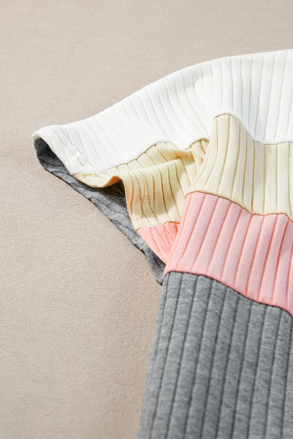 T-shirt côtelé patchwork color block