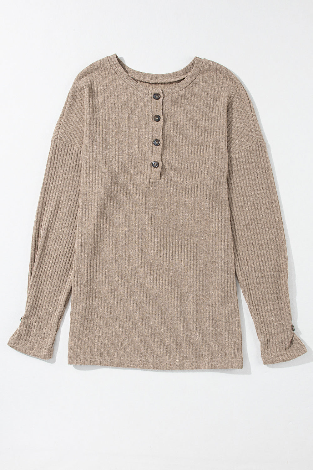 Haut en tricot Henley texturé cotelé