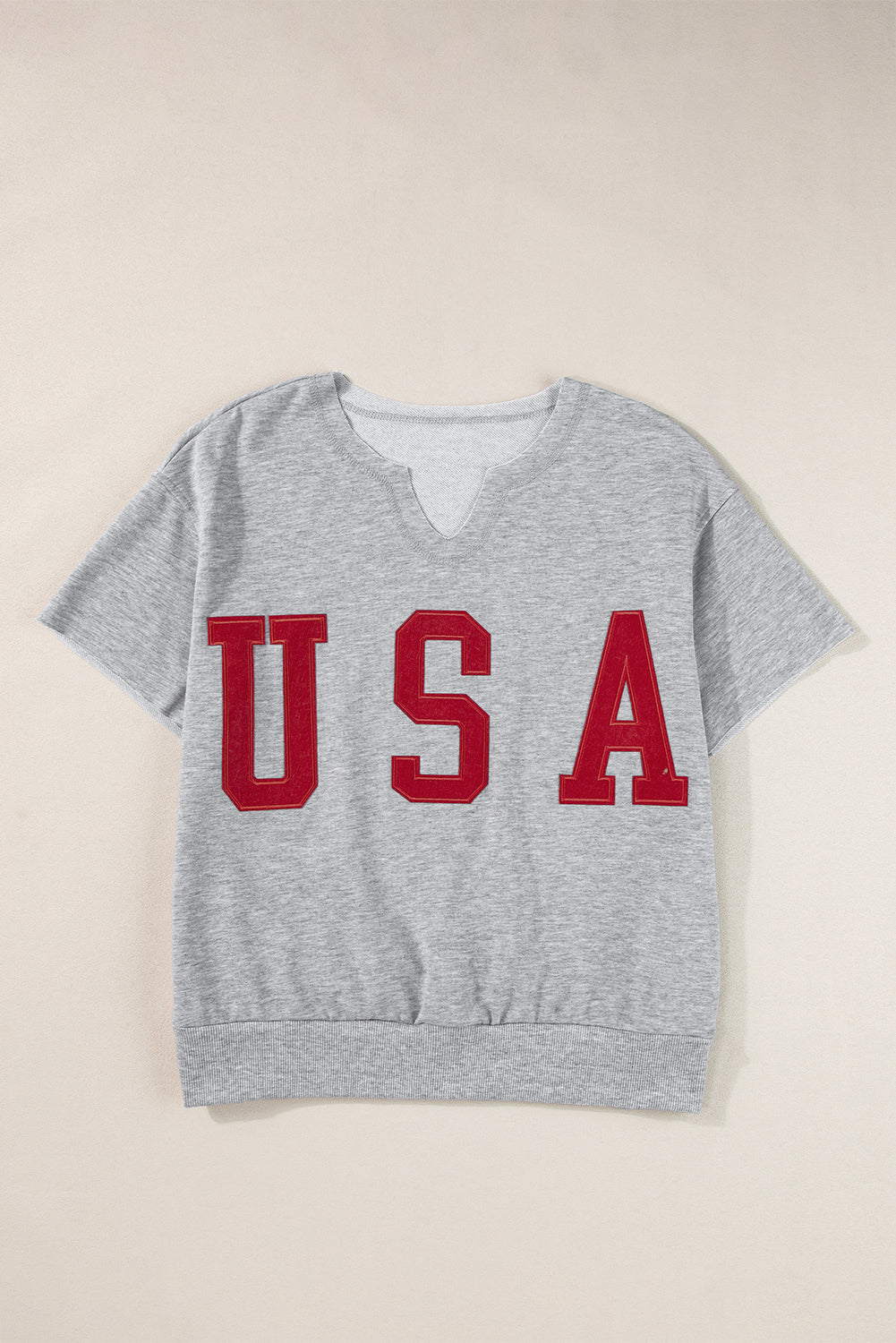 T-shirt ample à col cranté et inscription USA
