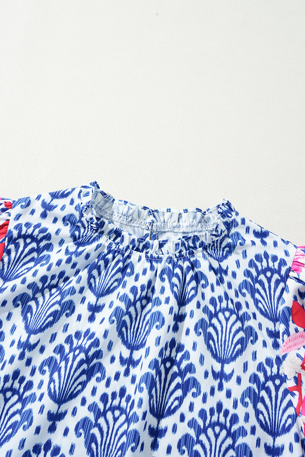 Chemisier à manches bouffantes et col à volants, imprimé floral, style western