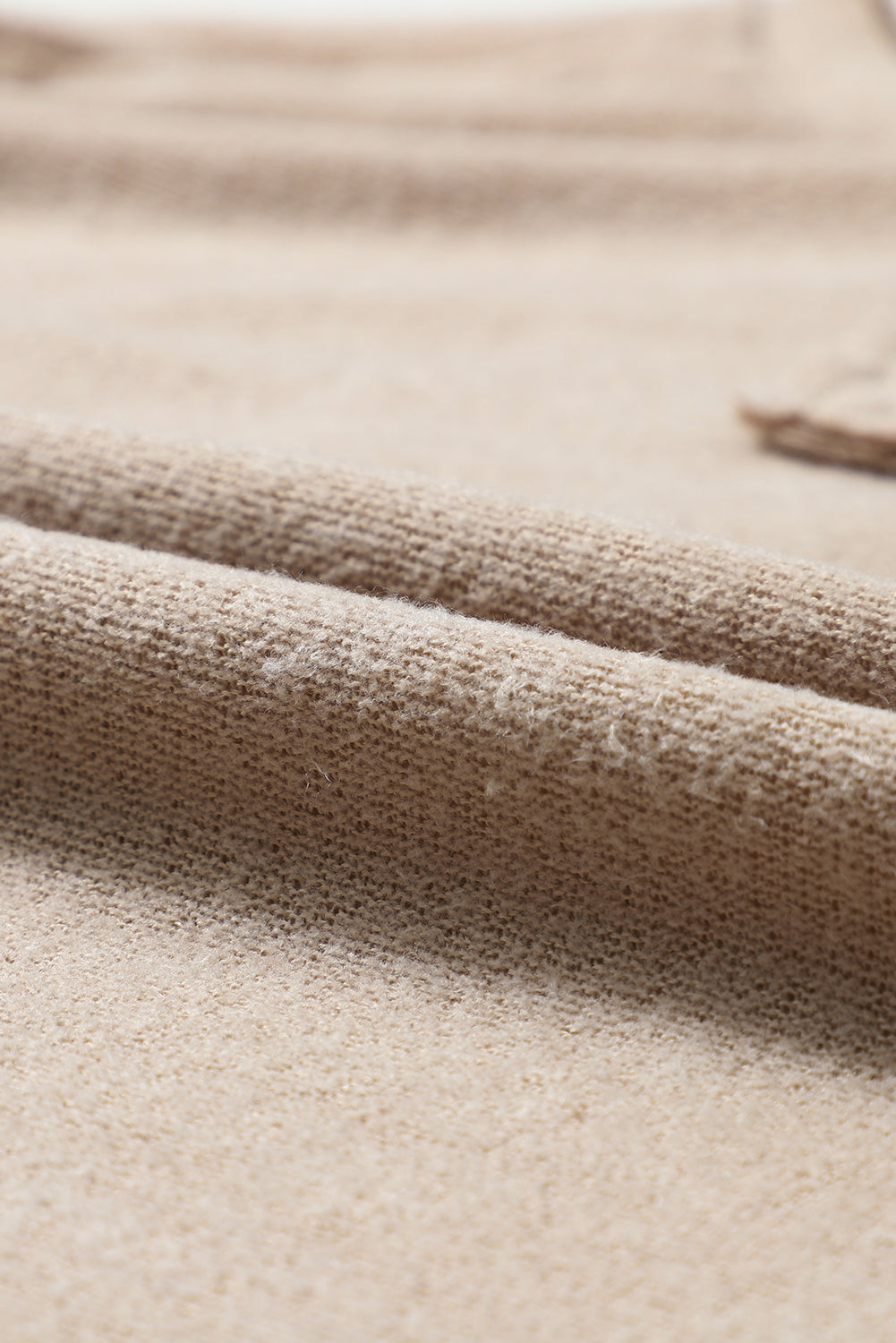 Haut à manches longues patchwork rétro à col fendu et boutons