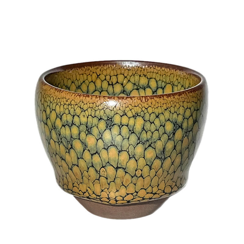 Partridge Jianzhan Tenmoku Oval Tea Cup Green