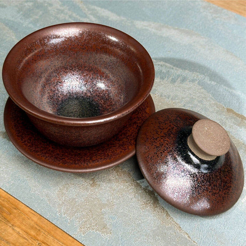 Persimmon Red Tenmoku Tea Gaiwan