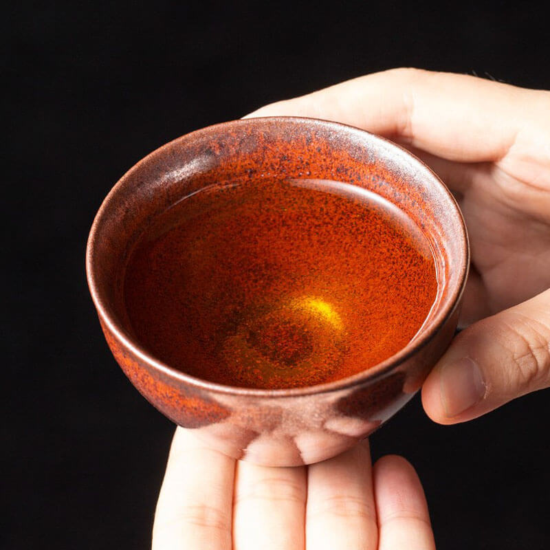 Persimmon Red Chawan Tenmoku Tea Bowl