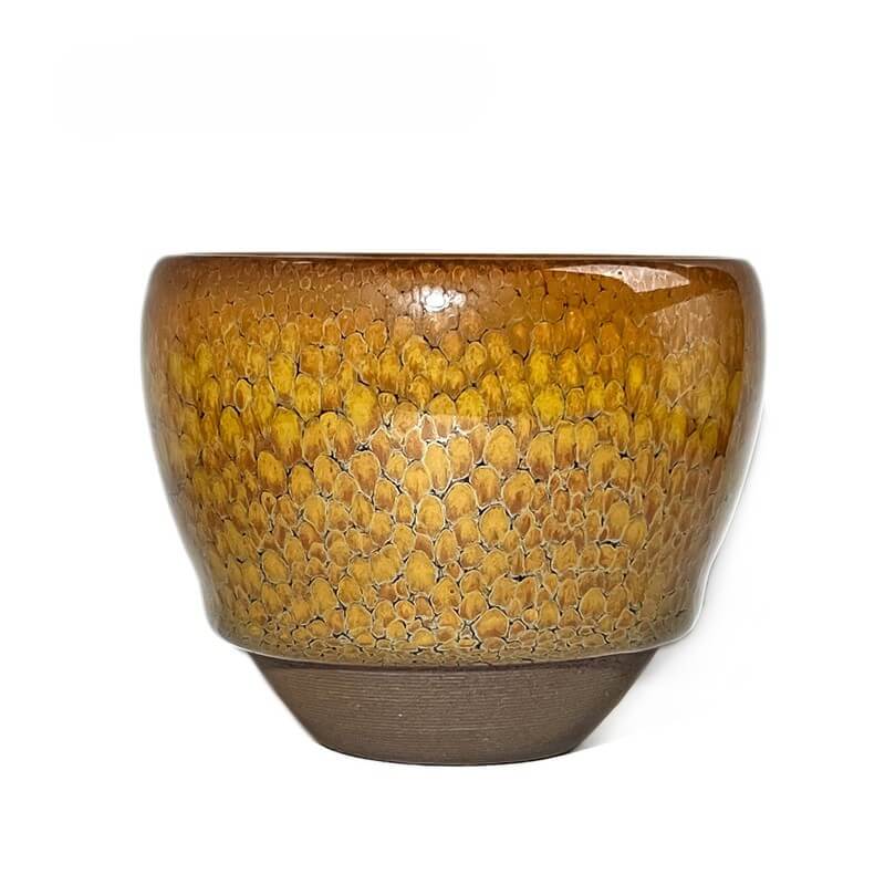 Partridge Jianzhan Tenmoku Oval Tea Cup Yellow