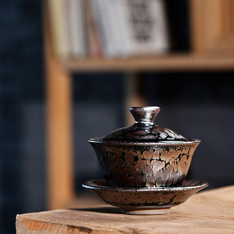 Jian Ware Yuteki Tenmoku Gaiwan With Saucer