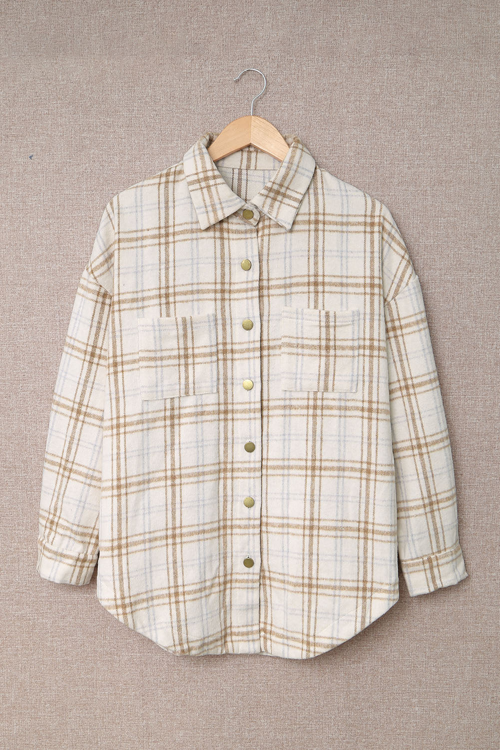 Manteau chemise boutonné à carreaux avec fentes