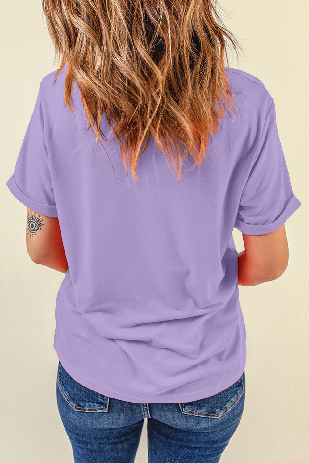 T-shirt décontracté à col rond uni