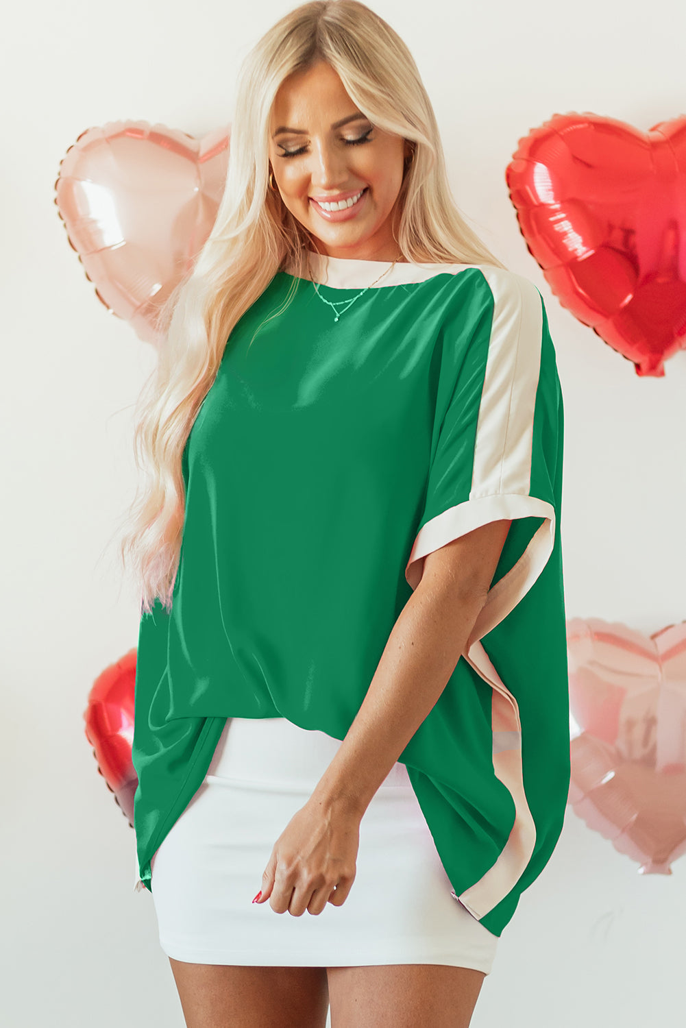 Chemisier tunique oversize a col bateau et blocs de couleurs