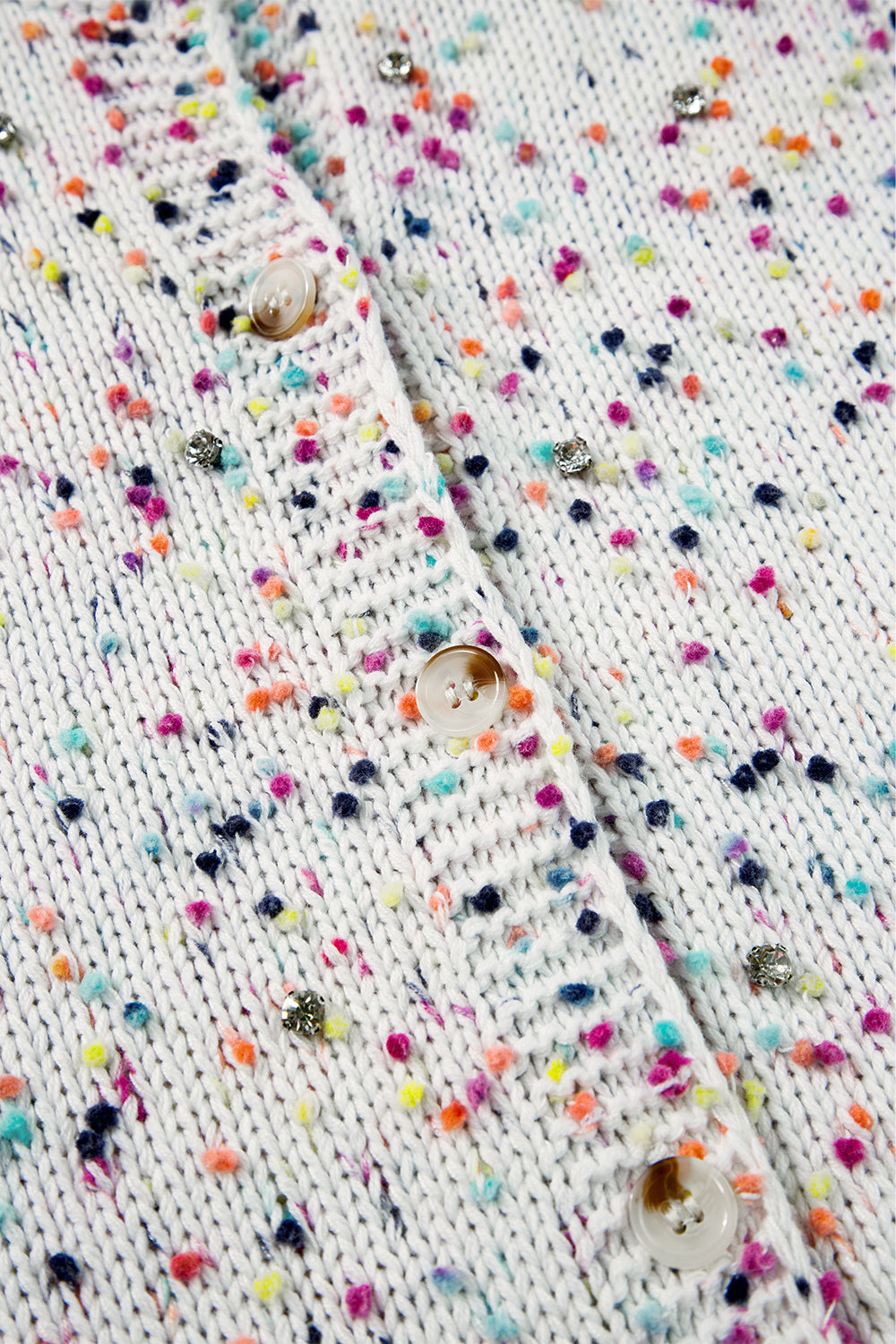 Cardigan pull confettis multicolore décor strass