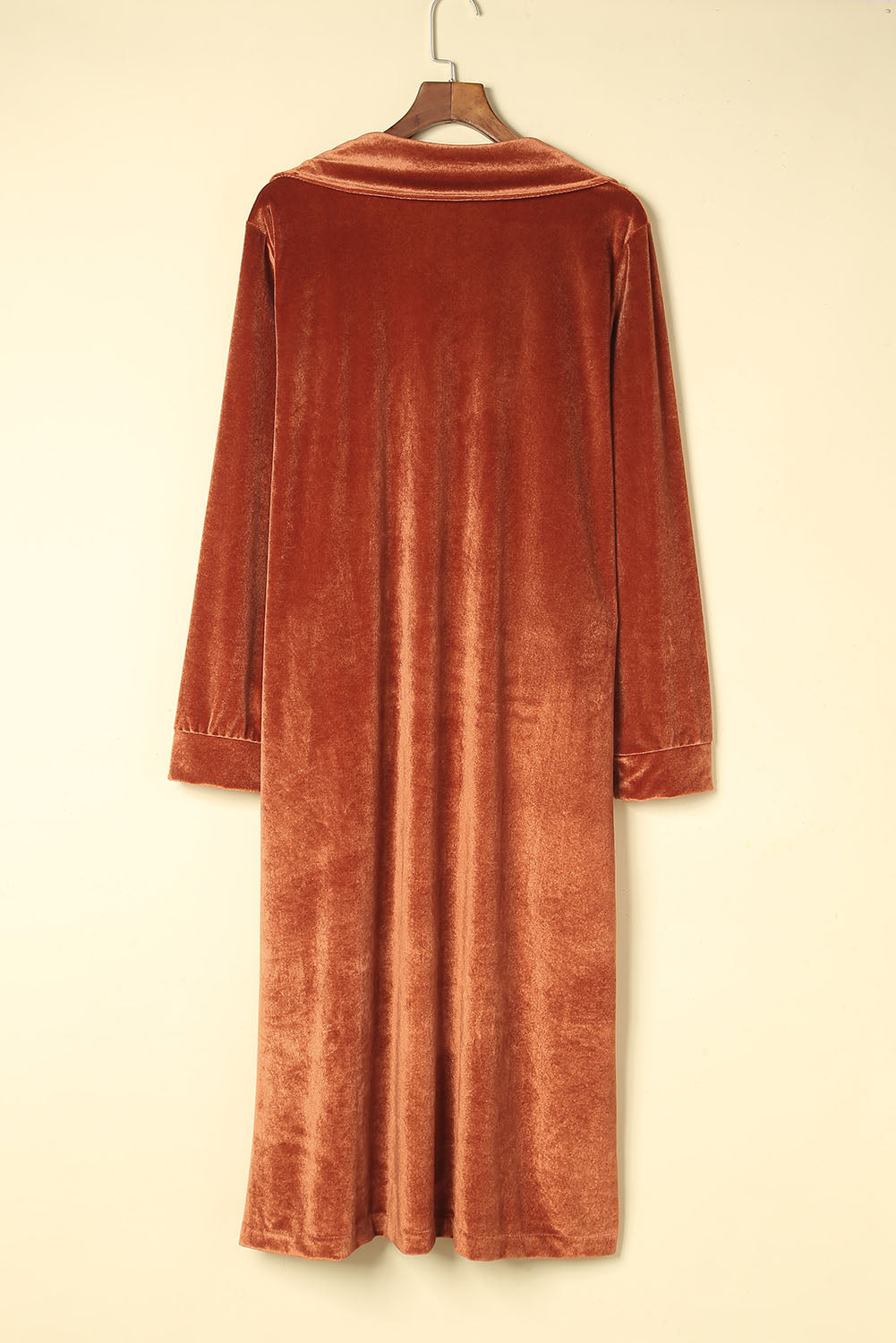 Manteau de poche a manches longues en velours rétro