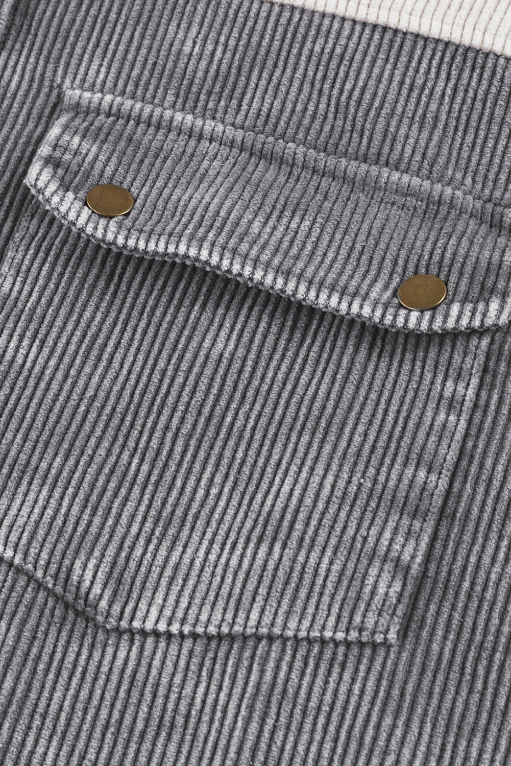 Veste grise a capuche boutonnée en velours côtelé color block