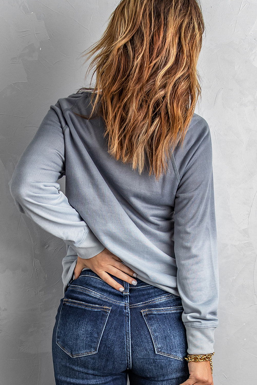 Sweat-shirt à manches longues et col rond ombré