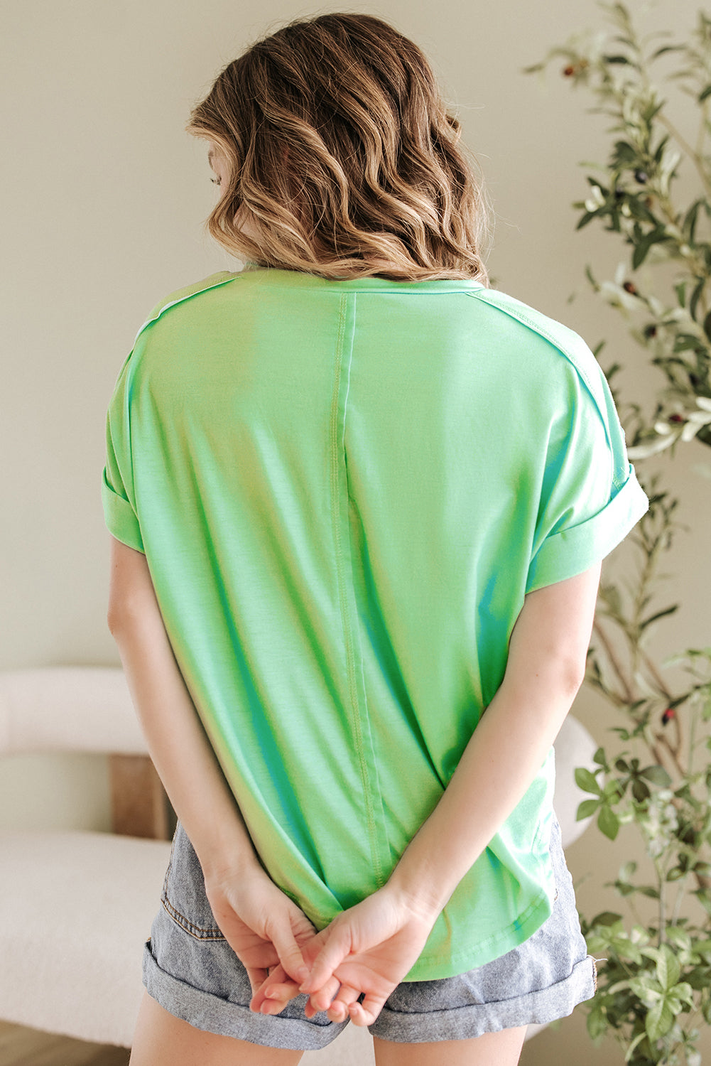 T-shirt ample à ourlet arrondi et colorblock
