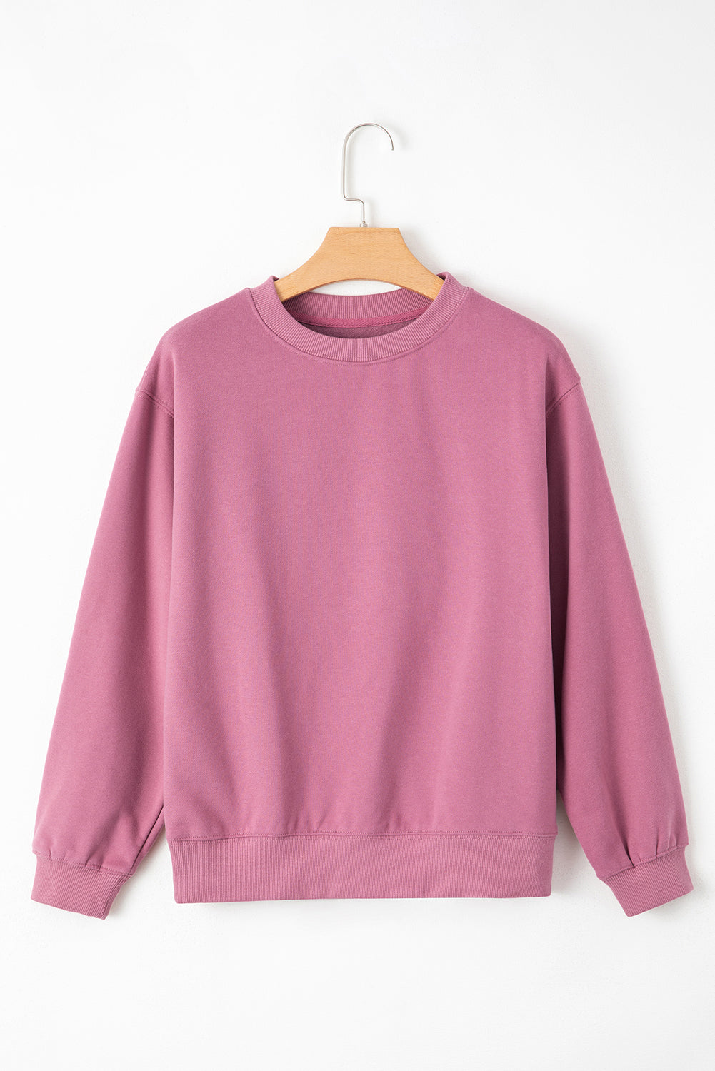 Sweat-shirt en tissu éponge à épaules tombantes doublé de polaire uni