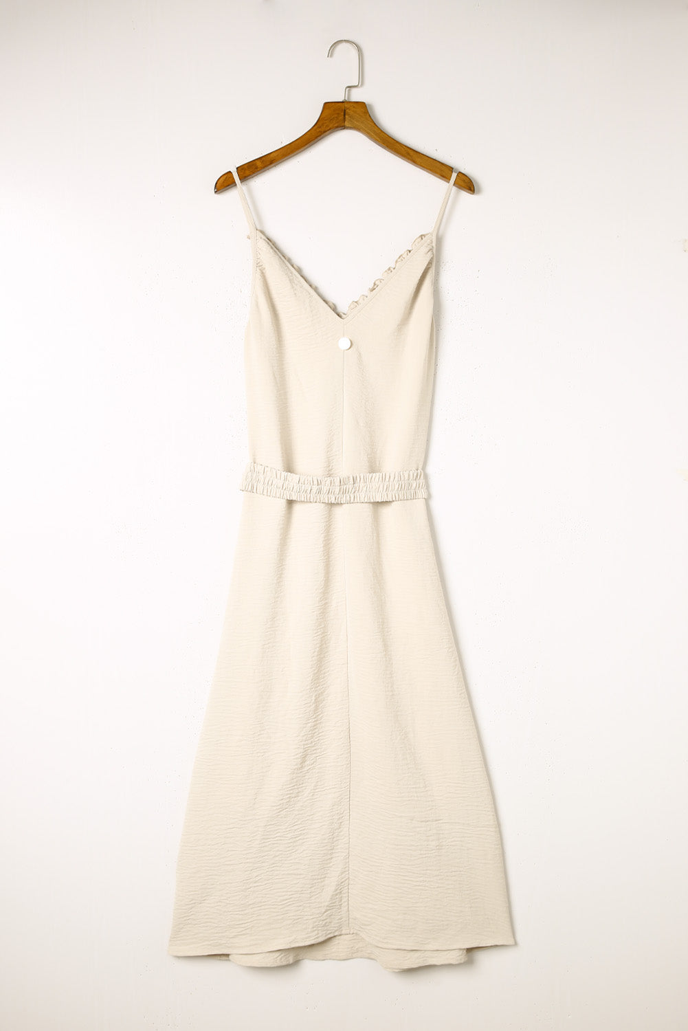 Robe longue sans manches à col en V avec ceinture élastique