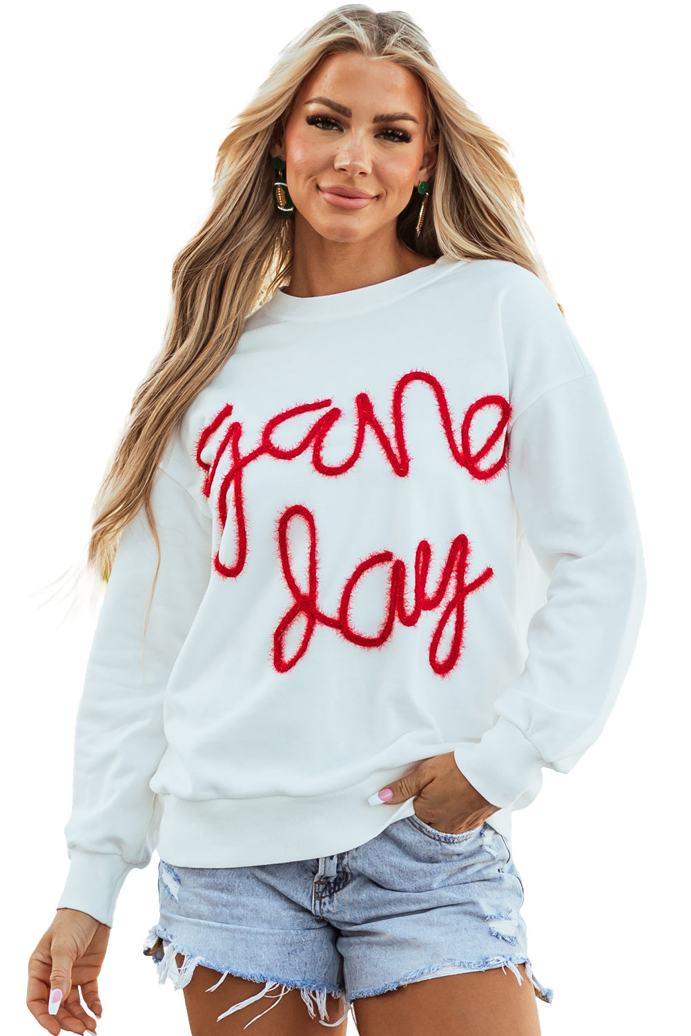 Tinsel Game Day - Sweat-shirt graphique à épaules tombantes