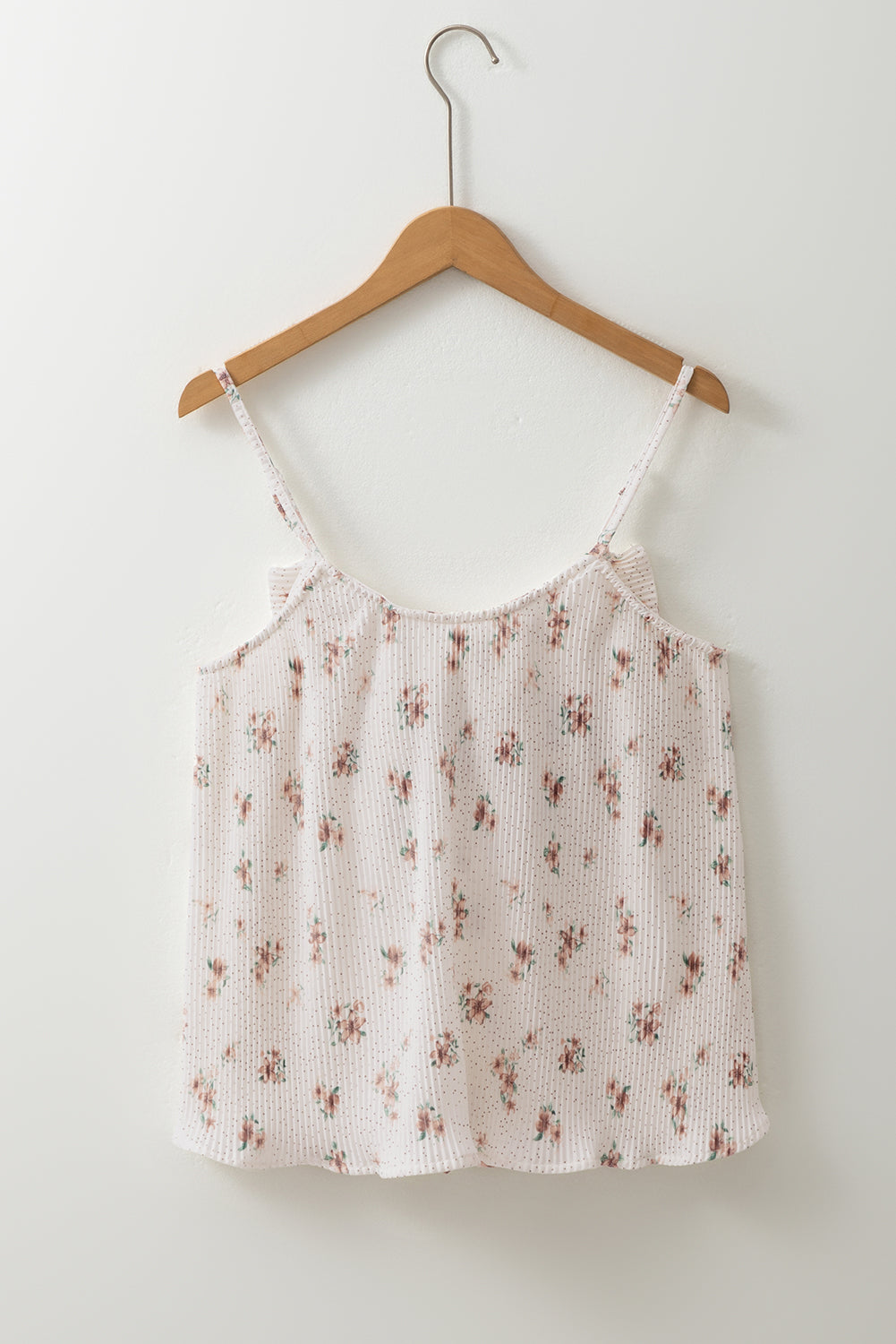 Débardeur à bretelles spaghetti et gros nœud dans le dos, motif floral plissé