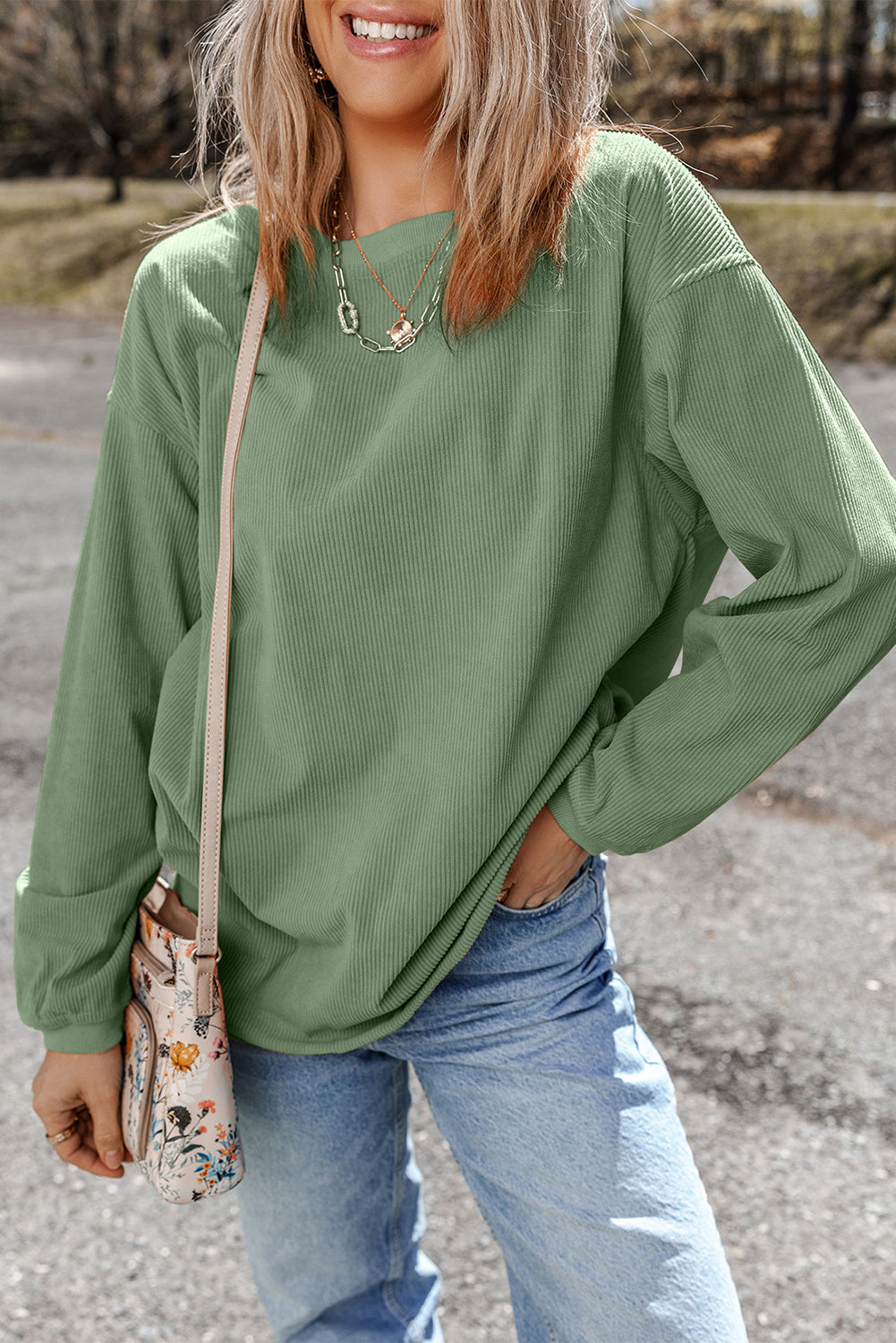 Sweat oversize en velours côtelé