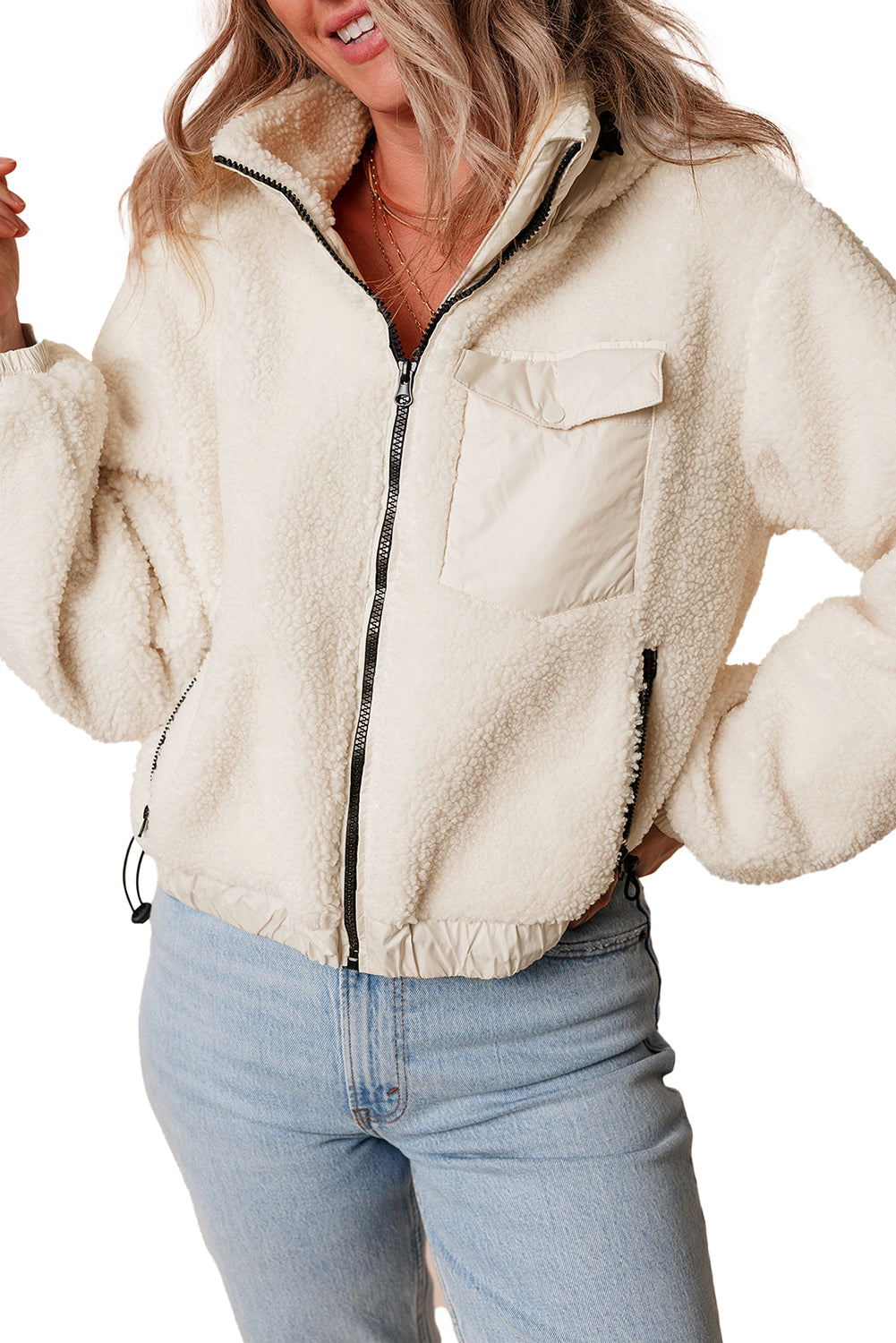 Veste Sherpa a capuche et poches zippées