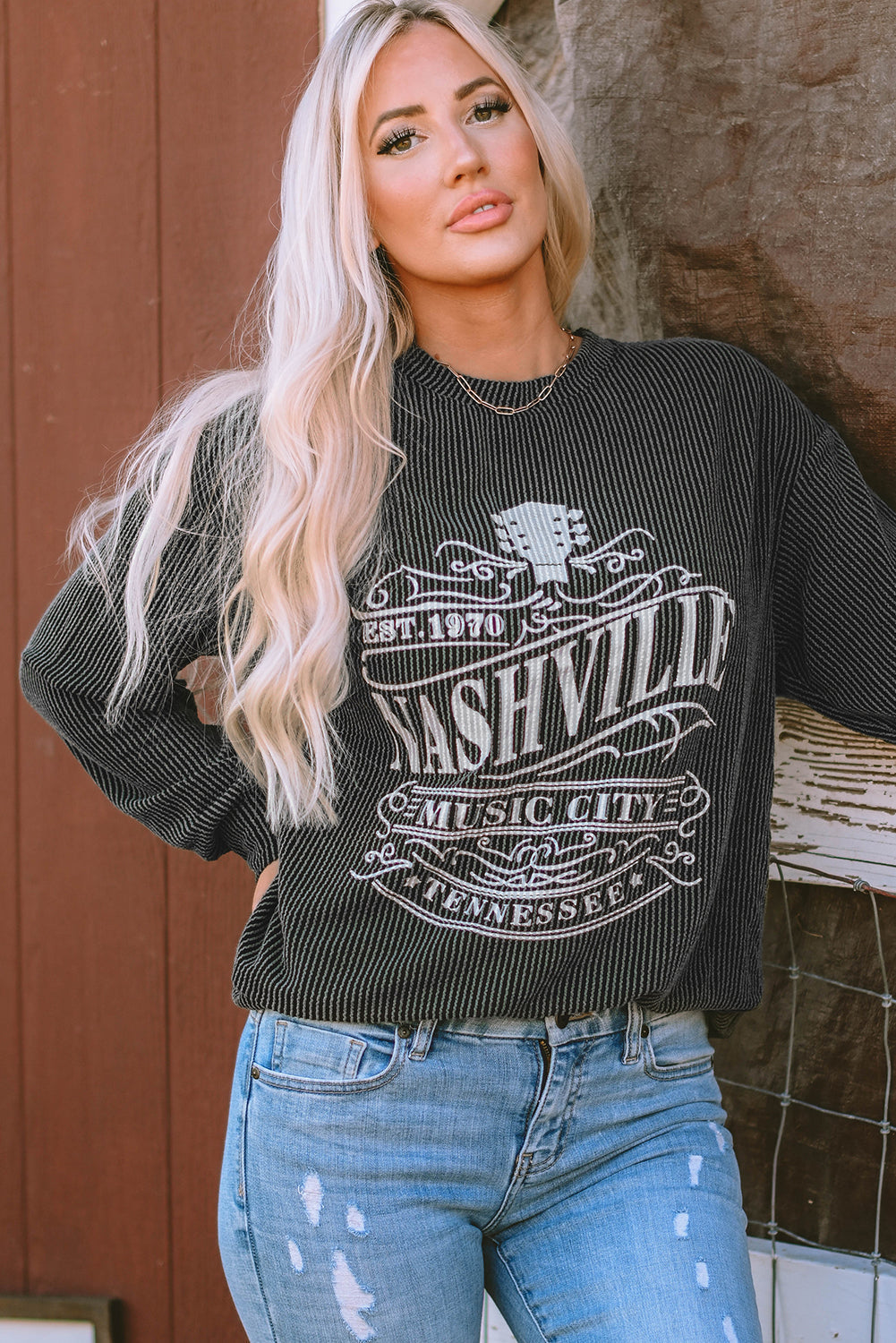 NASHVILLE MUSIC CITY Sweat-shirt graphique filaire