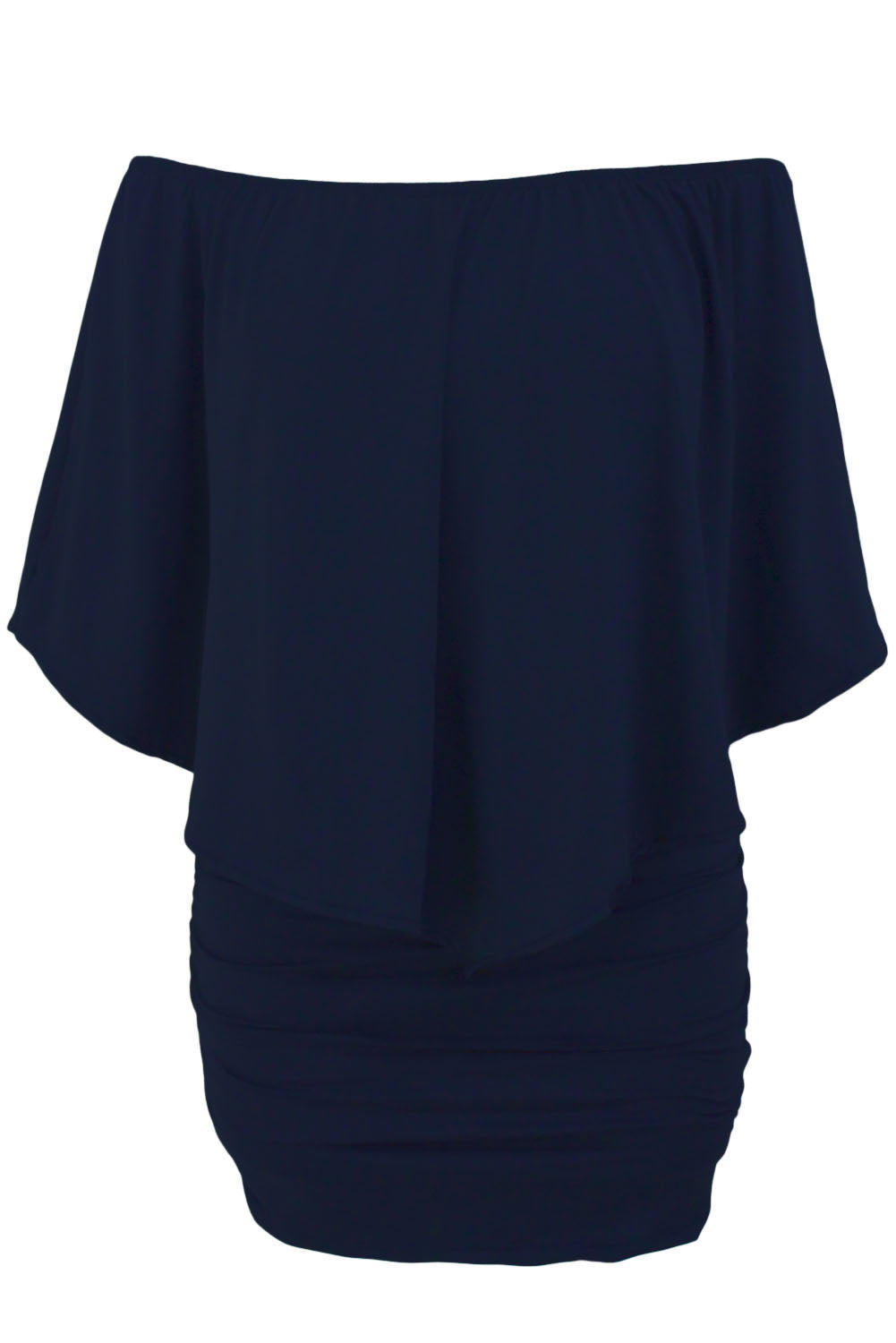 Mini-robe poncho superposée bleu foncé de grande taille