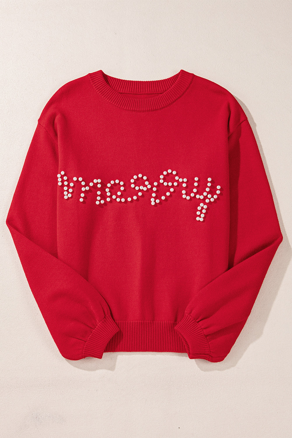 Pull décontracté joyeux perlé avec perles