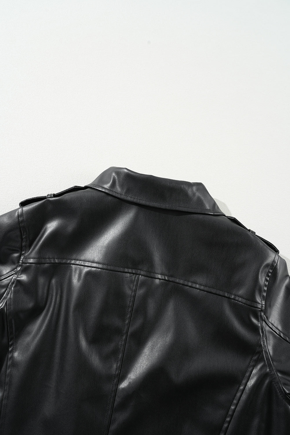 Veste zippée a col a revers en cuir PU