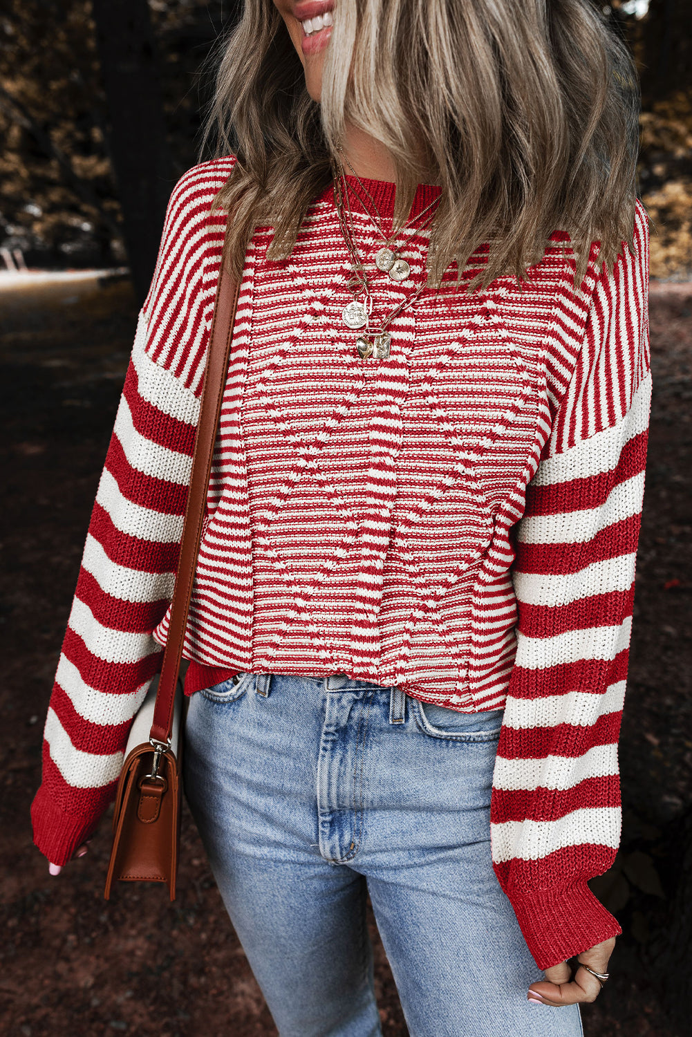 Pull texturé géométrique à épaules tombantes