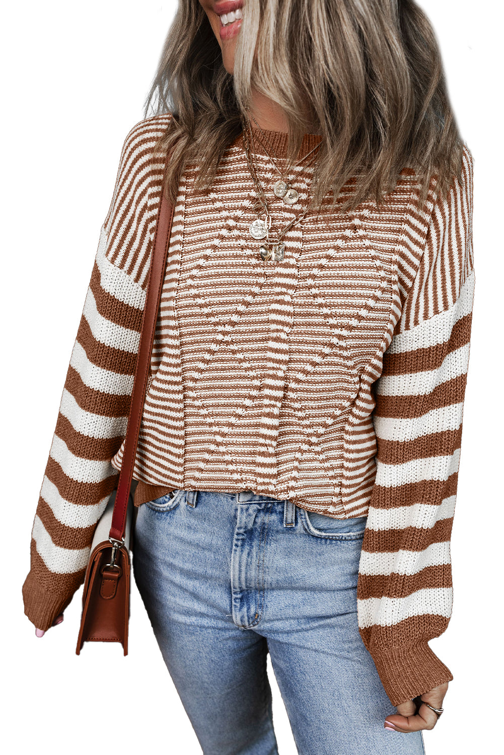 Pull texturé géométrique a épaules tombantes