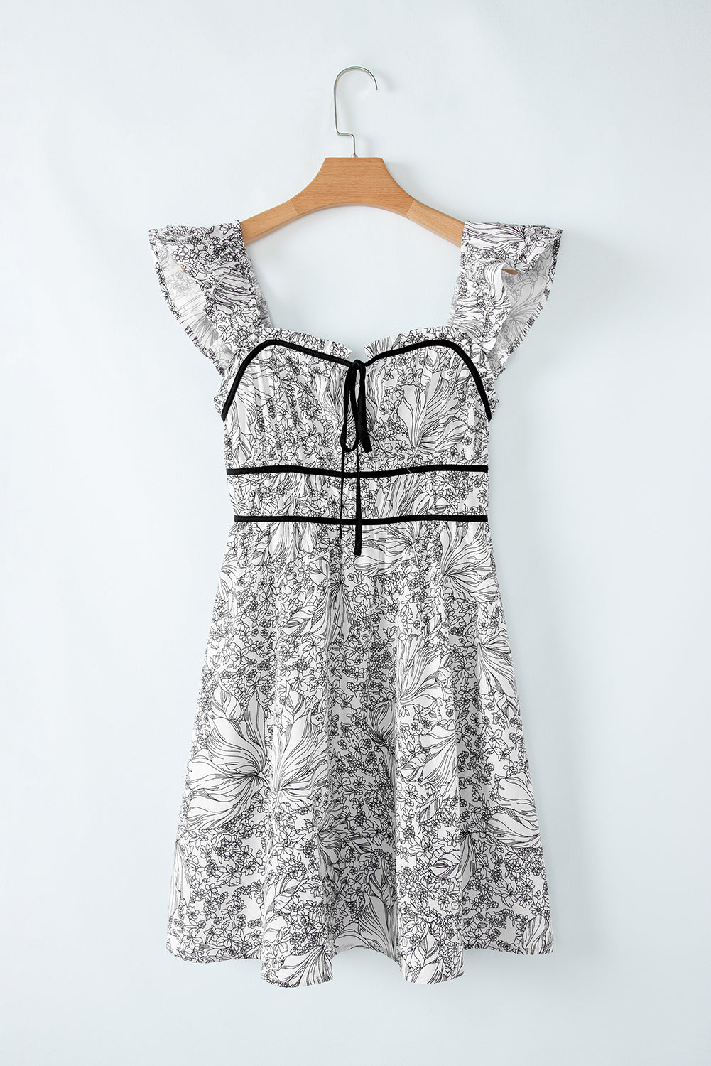 Mini-robe à imprimé floral et manches flottantes