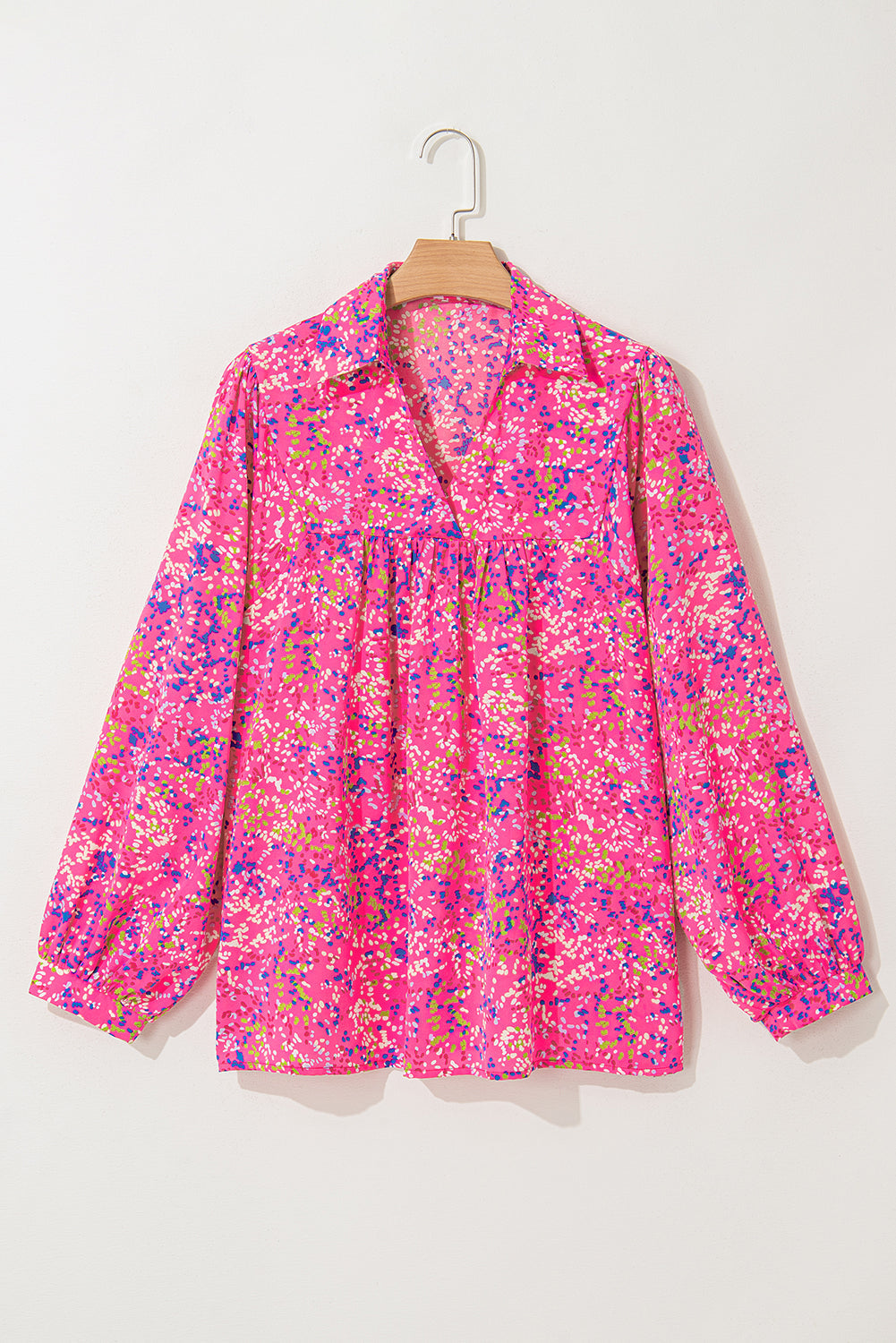 Chemisier Imprimé Floral a Manches Bouffantes et Col en V de Grande Taille