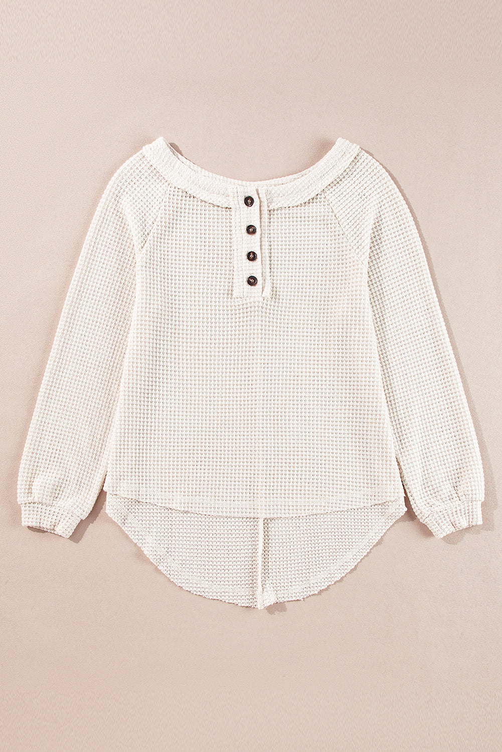 Blouse ample à manches raglan boutonnée sur le devant en tricot gaufré