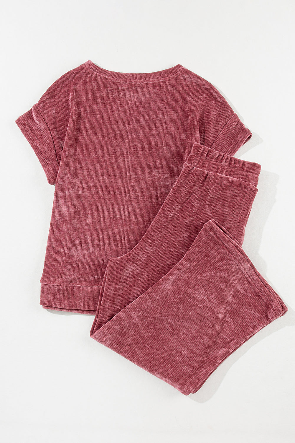 Ensemble pantalon court et manches courtes en velours côtelé délavé minéral