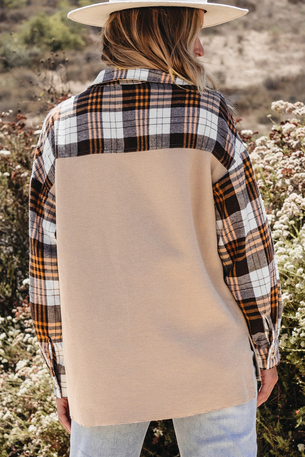 Veste patchwork a carreaux en tricot thermique