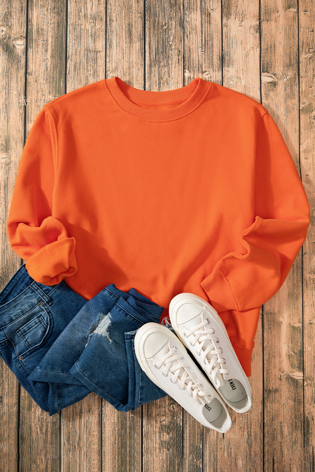 Sweat-shirt en tissu éponge à épaules tombantes doublé de polaire uni