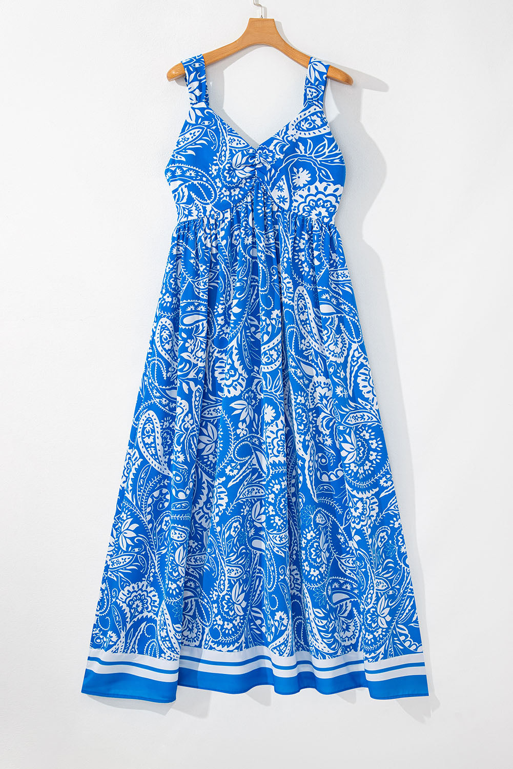 Robe longue dos nu croisée à col en V et motif cachemire
