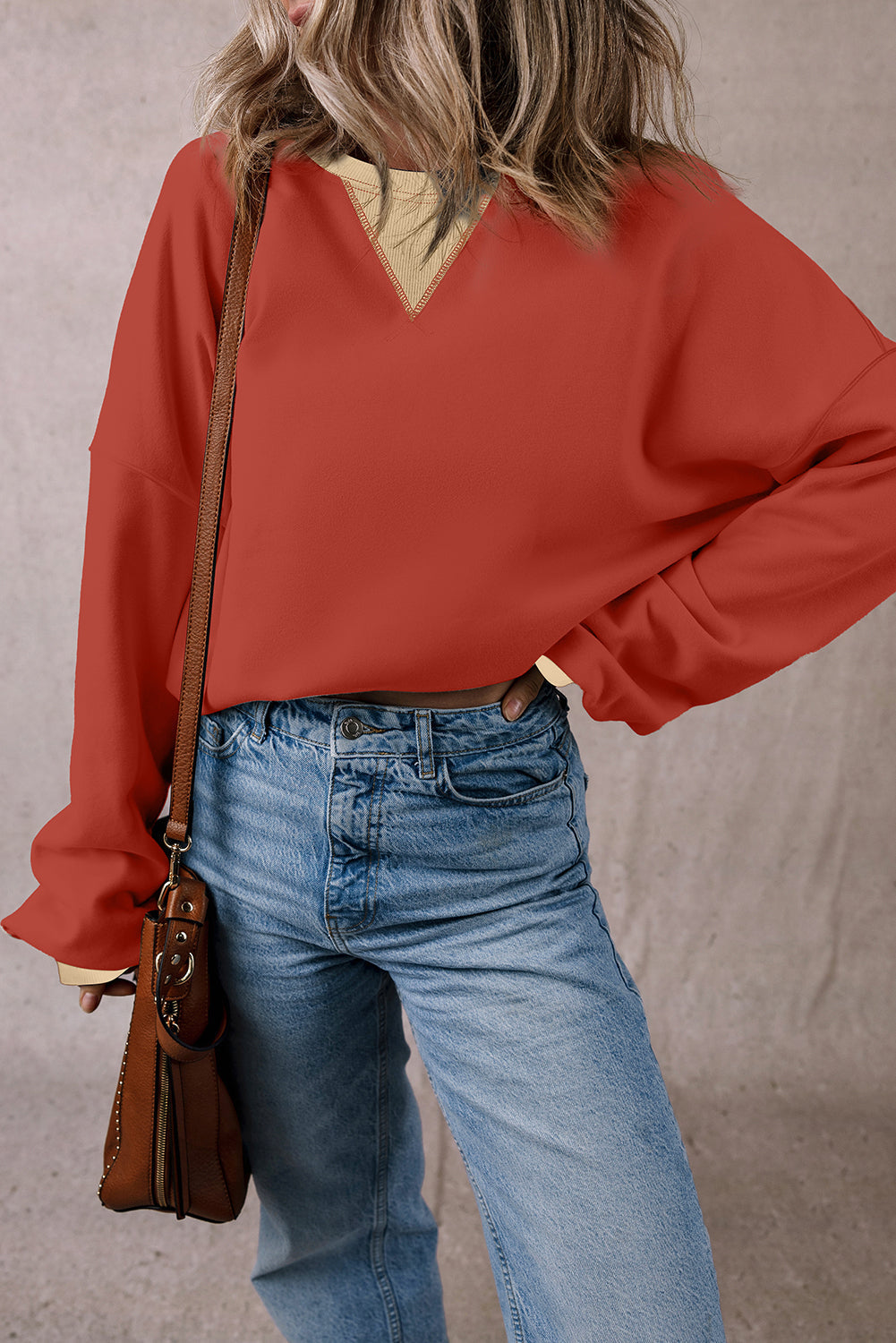 Sweat-shirt oversize à épaules tombantes et patch color block