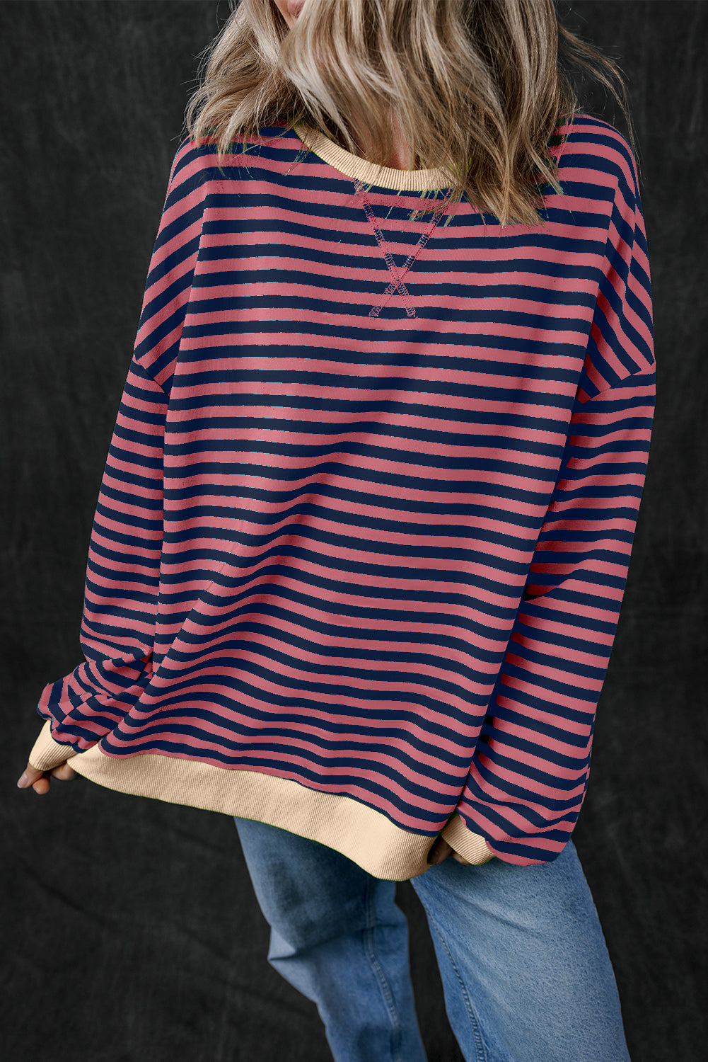 Sweat-shirt oversize à bordure contrastée