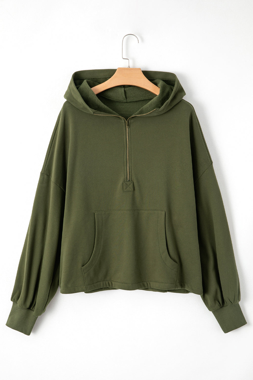 Sweat a capuche ample avec demi-fermeture éclair et poches kangourou doublées en polaire
