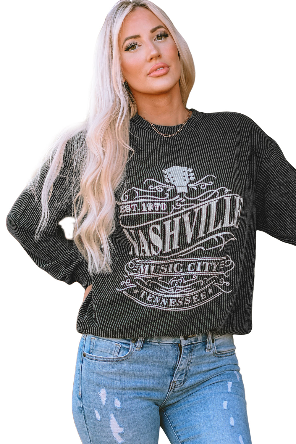 NASHVILLE MUSIC CITY Sweat-shirt graphique filaire