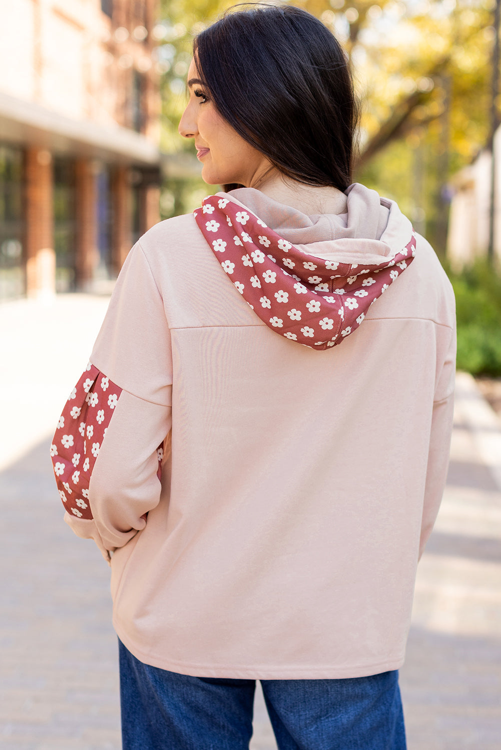 Sweat a capuche avec cordon de serrage a motif étoile et patchwork floral