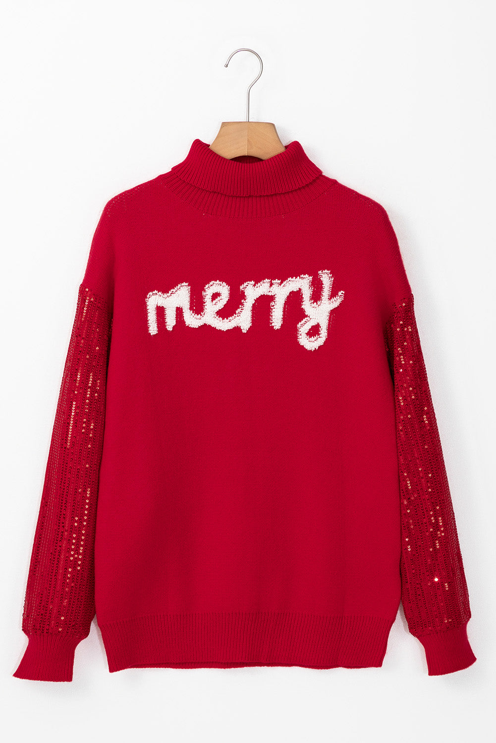 Merry Graphic - Pull a col roulé et manches a sequins