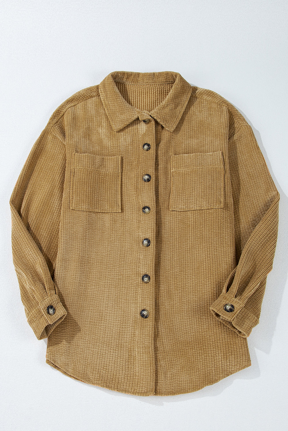 Veste en velours côtelé boutonnée avec poche plaquée