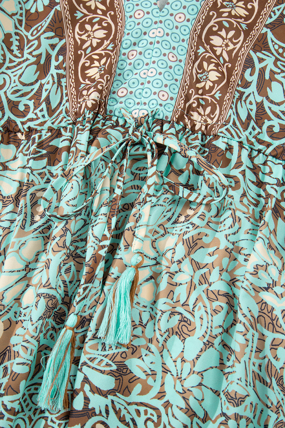 Robe longue bohème à imprimé floral, dos nu, taille haute et lacets