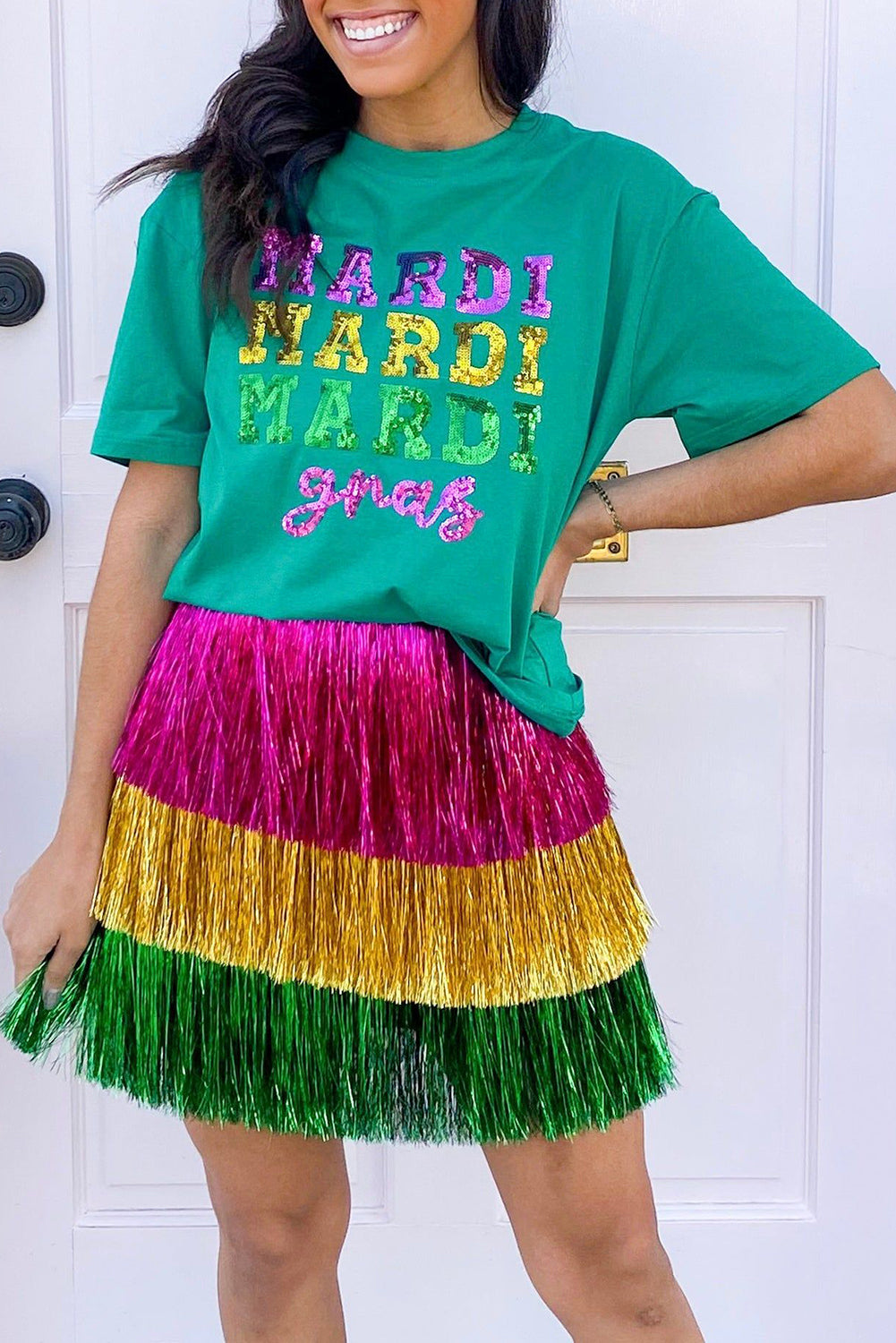 T-shirt graphique à paillettes Mardi Gras