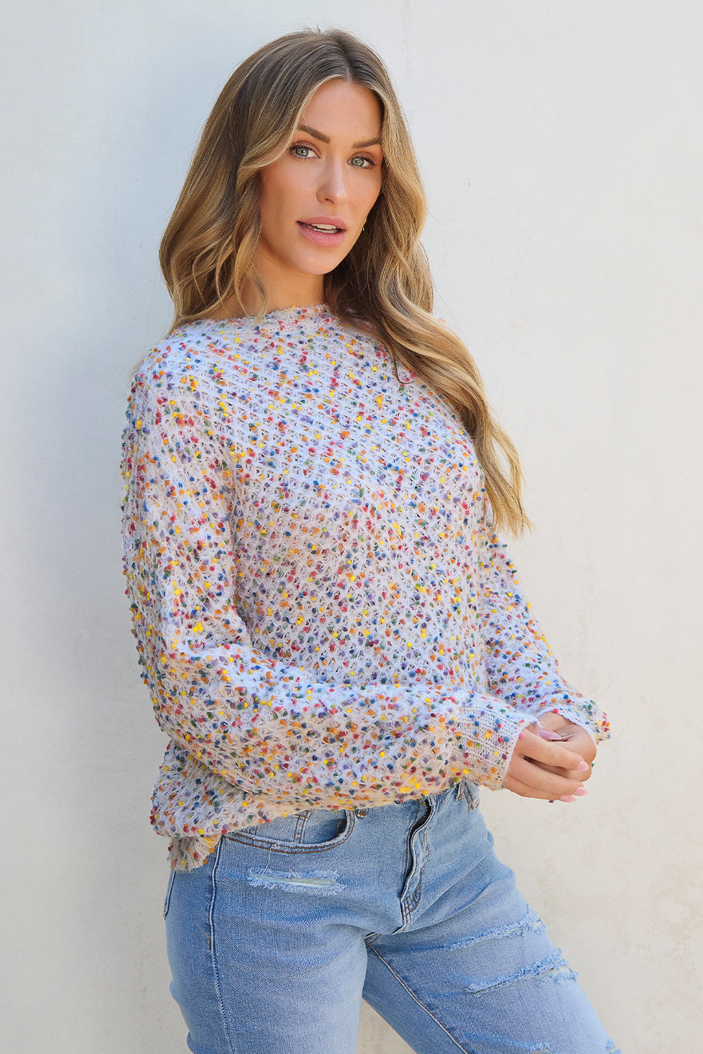 Haut pull pop-corn en tricot confettis